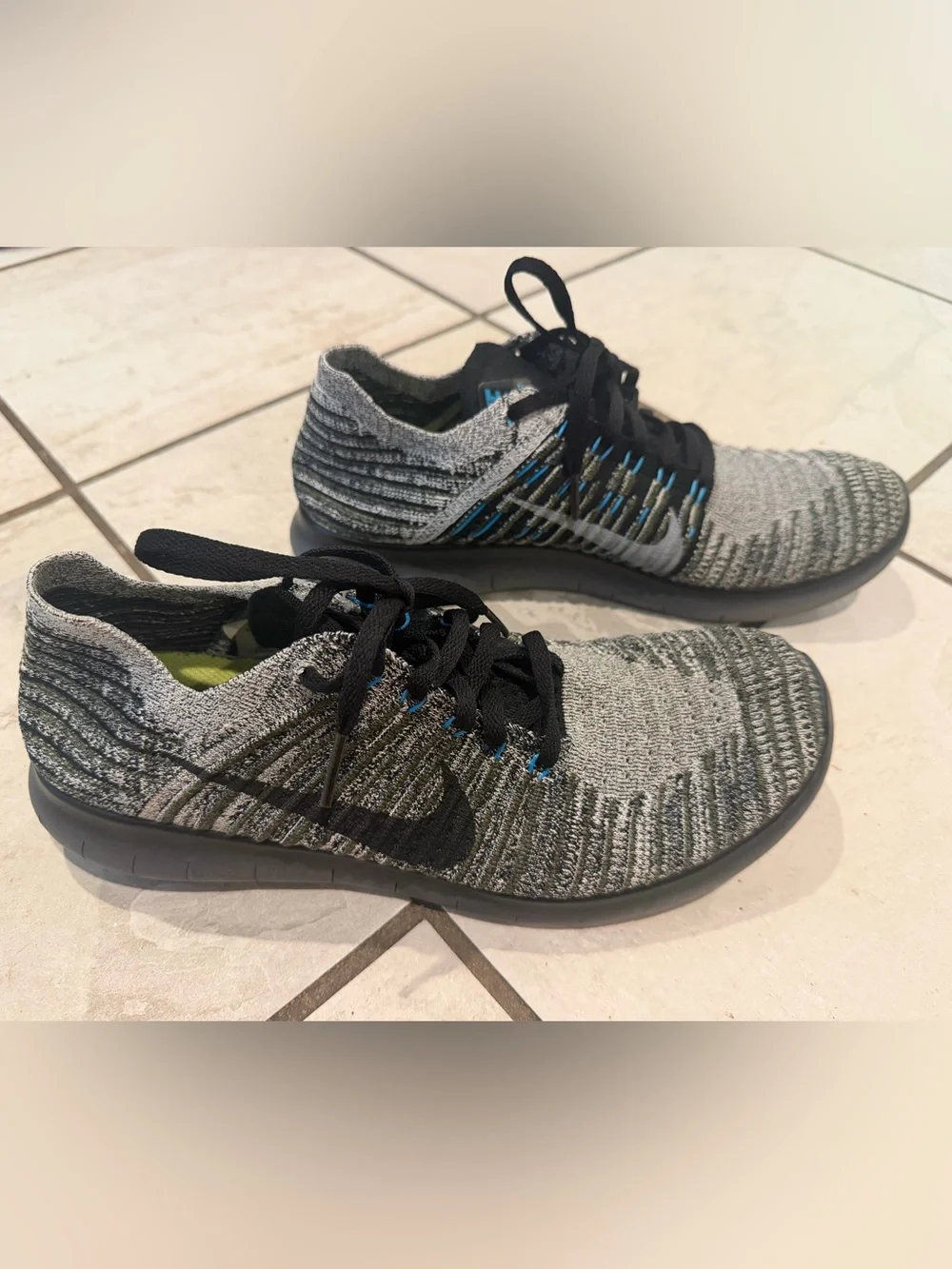 Nike Free RN Flyknit  - Grey, Black & Blue